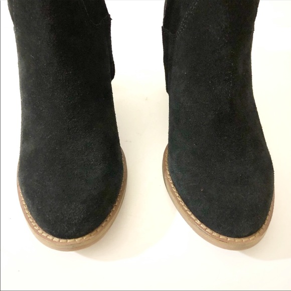 NEW Blondo Leather Suede Tall stacked Heel Boot Black 8.5 - Picture 4 of 16